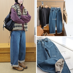 厚实帅气牛仔裤 冬季 宽松慵懒老爹裤 Kabo高品质加绒休闲牛仔裤