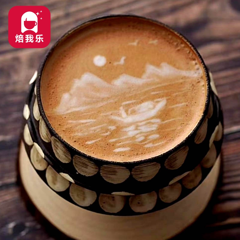 意境江南小桥流水咖啡拉花撒粉模