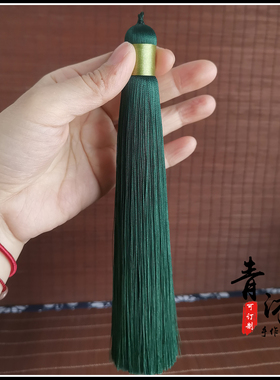 原创手工半成品挂包墨绿色流苏穗