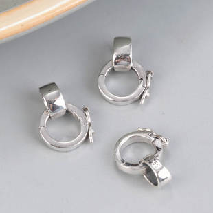 S925纯银万能扣配件复古时尚简约亮光可打开吊坠扣子DIY材料