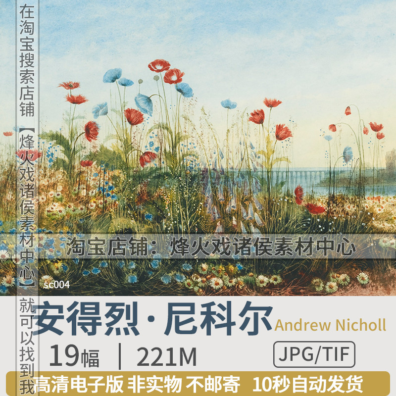安得烈·尼科尔 andrew nicholl 爱尔兰画家水彩花卉雏菊绘画素材