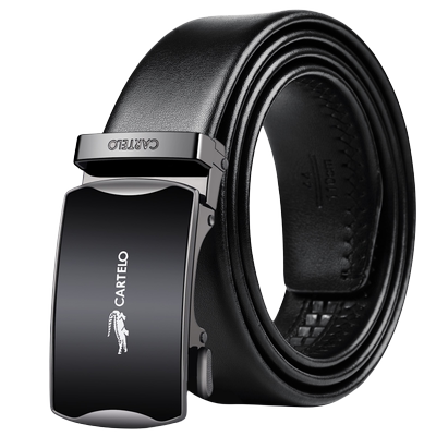 卡帝乐鳄鱼男皮带真皮年轻人商务