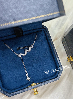 蛇形闪耀流苏纯银项链女