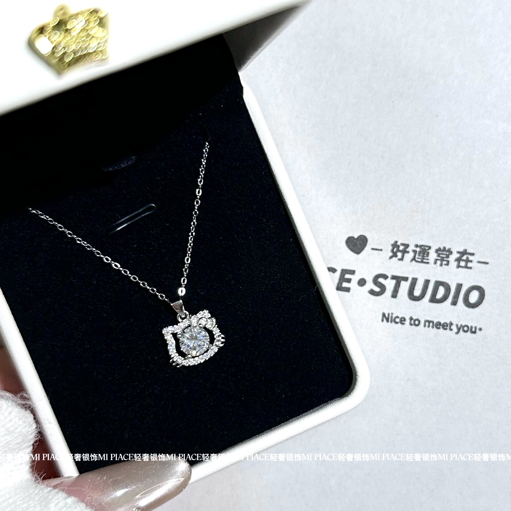 s999纯银甜心凯蒂猫咪项链女轻奢小众高级感银饰送闺蜜生日礼物