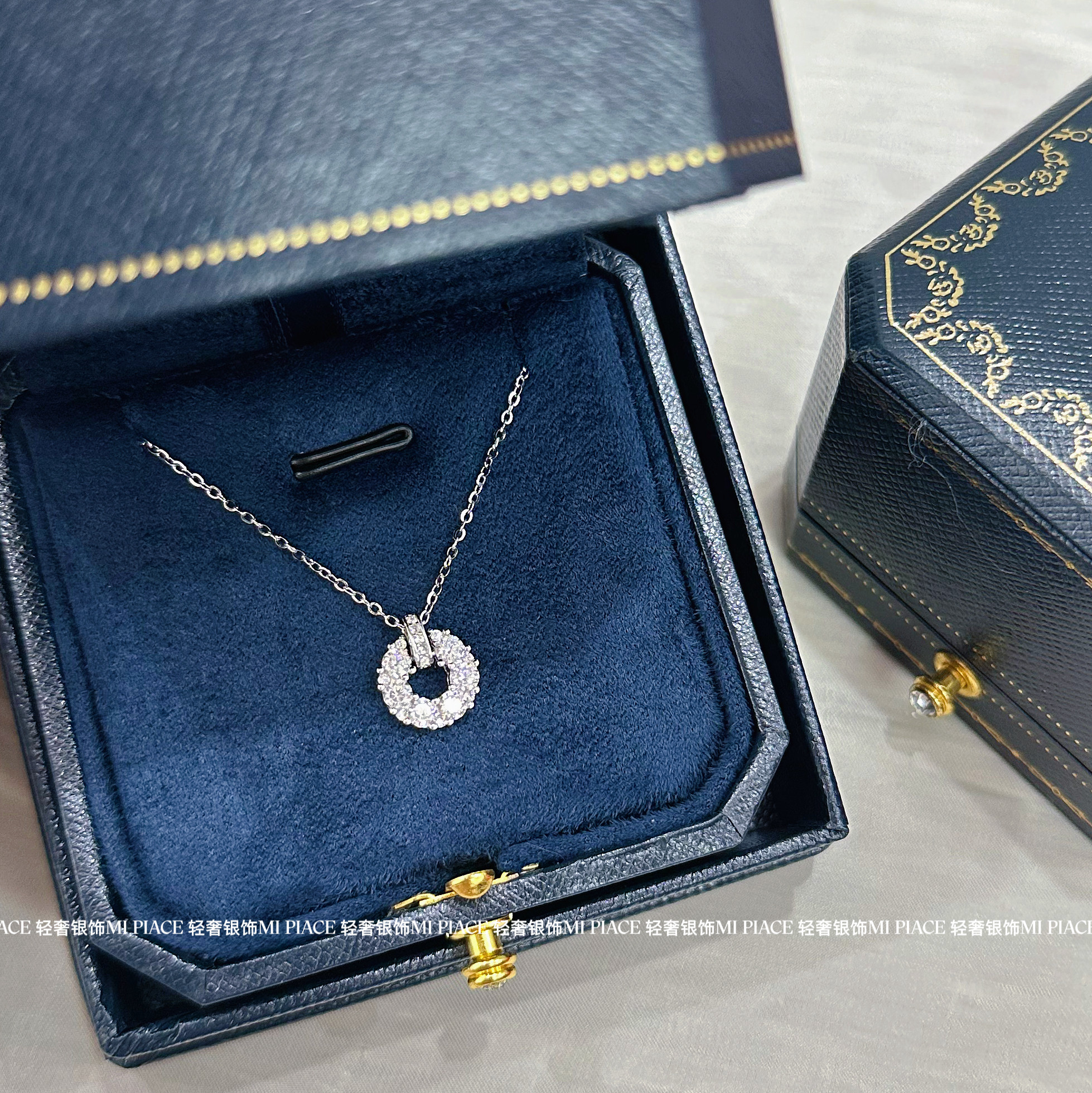 s999纯银闪钻平安扣项链女轻奢小众设计感锁骨链送闺蜜生日礼物