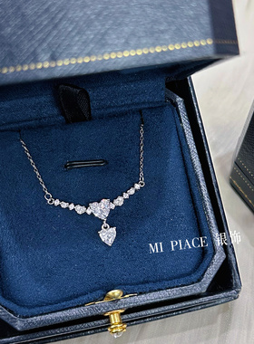 S999纯银心心相连项链女轻奢高级感锁骨链送女生闺蜜生日礼物