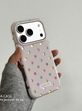 ANNACASE韩系ins温柔奶油粉彩色波点锡纸手机壳适用iphone17promax苹果17新款15pro软16Promax防摔保护套14女