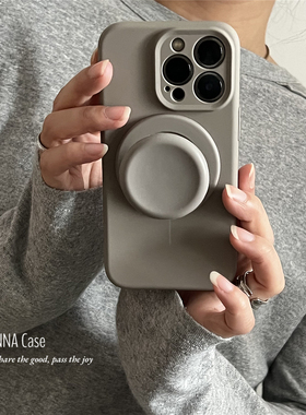 ANNACASE简约水泥灰色磁吸支架手机壳适用iphone17promax苹果14硅胶13软17pro新款15pro防摔16Promax保护套16