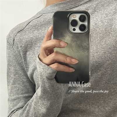 冷淡风晕染黑锡纸纹16pro手机壳