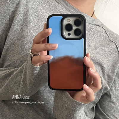 高级小众渐变蓝橘色磁吸17手机壳