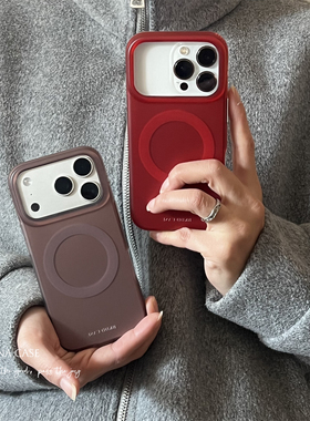 ANNACAS高级感秋冬氛围正红咖色磨砂磁吸手机壳适用iphone17promax苹果14全包17新款15pro女16Pro防摔保护套