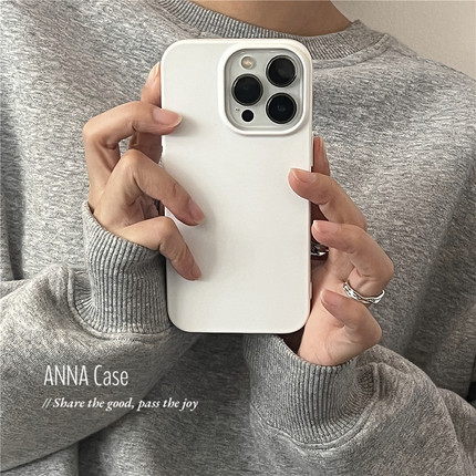 ANNACASE小众极简即高级纯白色适用iphone16promax苹果15手机壳11新款12pro硅胶14超薄软13Promax防摔保护套