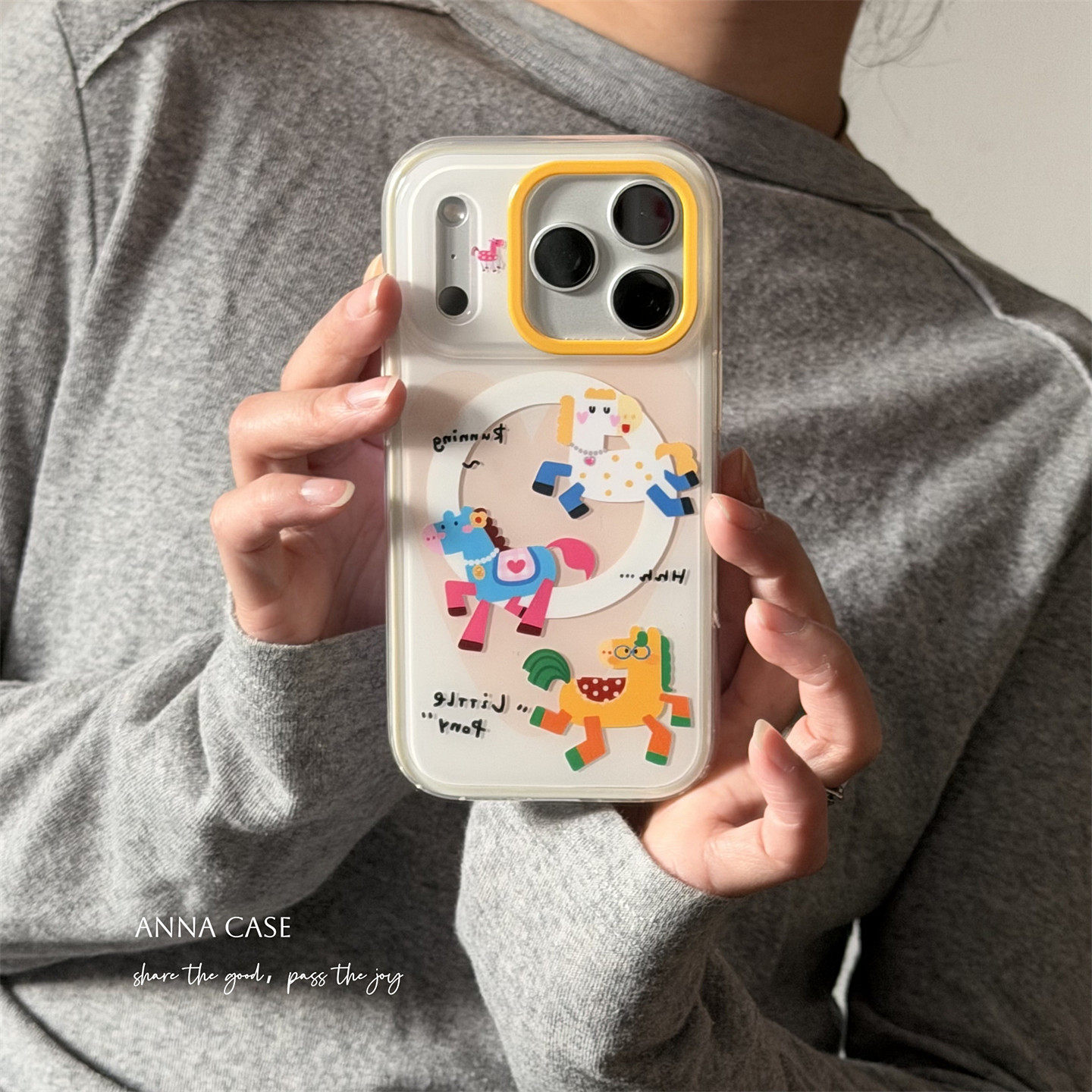 ANNACASE小众ins可爱趣味撞色木马磁吸手机壳适用iphone17promax苹果14软13新款15pro女16ProMax防摔保护套17,3C数码配件,手机保护套/壳,淘宝优惠券,粉丝福利购,淘宝优惠卷