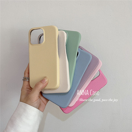 ins高级感奶油纯色细腻皮质适用苹果14/15promax手机壳iphone12/13pro新款14全包11防摔保护套