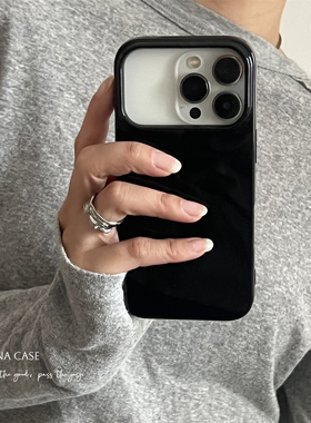 ANNACASE高级简约小众黑色适用苹果17promax手机壳iphone17光面15pro新款16薄款16promax防摔保护套14软壳13