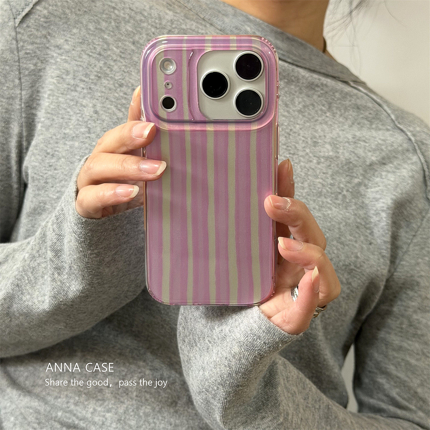 ng2510227 Annacaseins Girly Spring High-End Color-Blocking Striped Phone Case Suitable For IPhone Max, 14 Soft Case, New 13, 15_voghion.com
