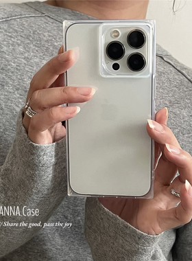 ANNACASE简约风小众透明方形适用于iphone17promax苹果15pro手机壳16新款14pro硅胶16promax防摔保护套13软壳