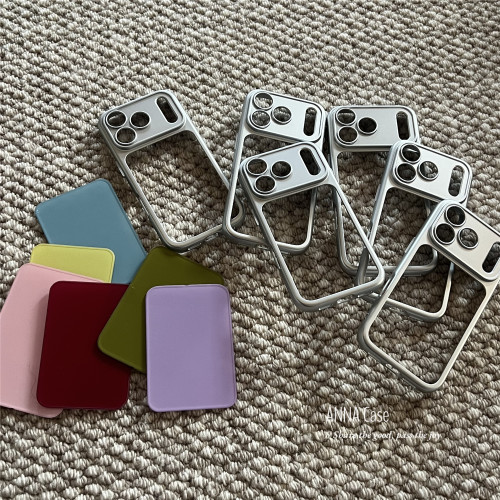 高级银边纯色可拆卸背板手机壳