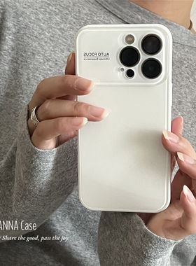 ANNACASE高级秒变17清透纯白色大视窗适用苹果17promax手机壳iphone14带镜头膜15pro新款全包16pro防摔保护套