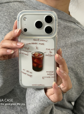 ANNACASE夏日透明冰美式咖啡英文手机壳适用iphone17promax苹果17新款15pro软壳16Promax防摔保护套14女17pro