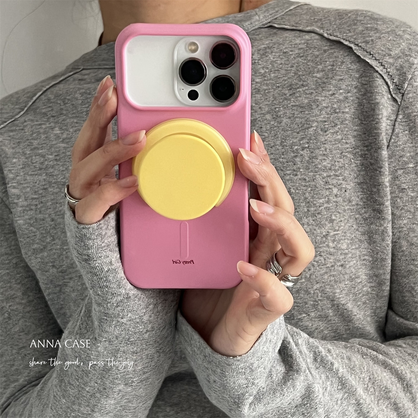 ANNACASE高级玫粉撞黄色磁吸支架手机壳适用iphone17promax苹果16菲林17pro新款15pro磨砂16Promax防摔保护套,3C数码配件,手机保护套/壳,淘宝优惠券,粉丝福利购,淘宝优惠卷