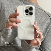 ANNACASE高级感简约纯白色磁吸手机壳适用于iphone17promax苹果17磨砂14新款 15pro软壳16Promax防摔保护套16