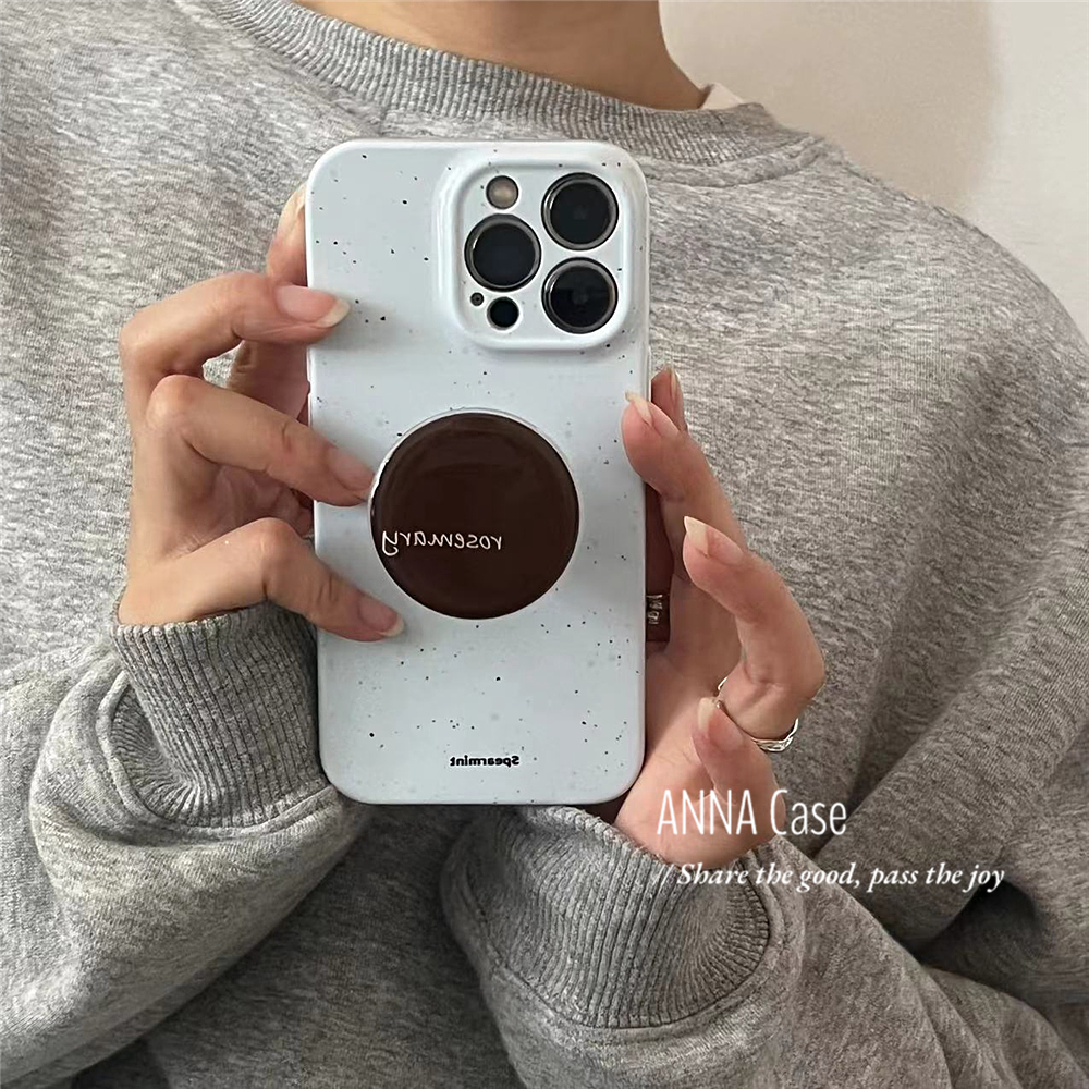ANNACASE韩国ins简约浅蓝色泼墨支架适用于iphone16promax苹果14手机壳15新款13pro硅胶14promax防摔保护套11