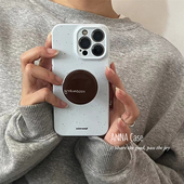 ANNACASE韩国ins简约浅蓝色泼墨支架适用于iphone16promax苹果14手机壳15新款 13pro硅胶14promax防摔保护套11