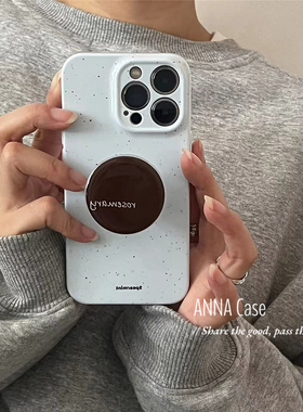 ANNACASE韩国ins简约浅蓝色泼墨支架适用于iphone16promax苹果14手机壳15新款13pro硅胶14promax防摔保护套11