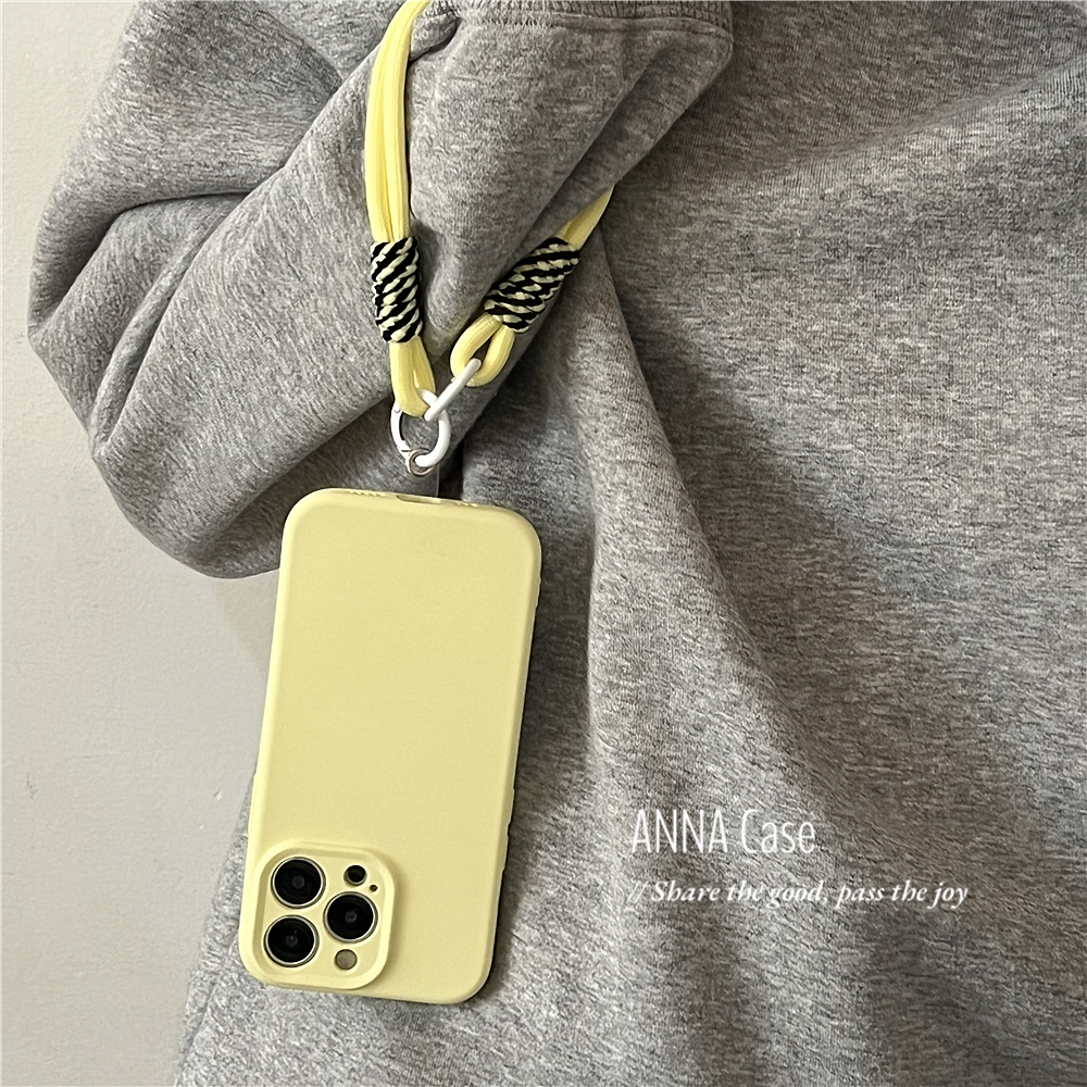 苹果15promax硅胶温柔淡奶黄挂绳