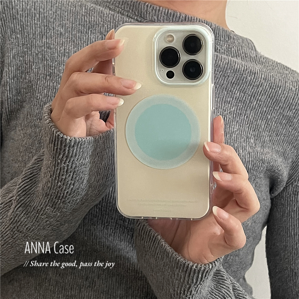 ANNACASE小众奶黄撞色薄荷绿磁吸手机壳适用于iphone16promax苹果15光面14新款15pro女13Promax防摔保护套16