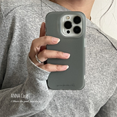 ANNACASE高级感雾面灰绿色手机壳适用iphone16promax苹果17磨砂16pro新款 15pro全包17Promax防摔保护套16软13
