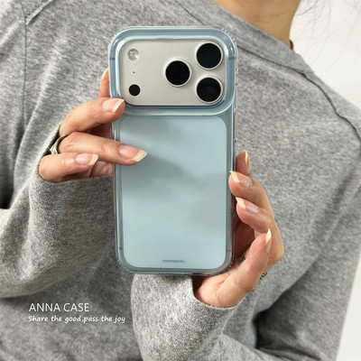 ins春日简约清透冰蓝色手机壳