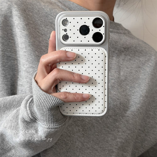 简约白底黑色小波点大视窗手机壳