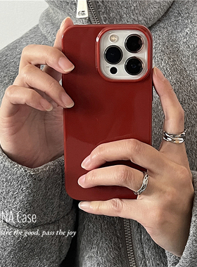 ANNACASE高级简约小众新年红色适用iphone17promax苹果15手机壳16新款12硅胶17全包14薄款16Promax防摔保护套