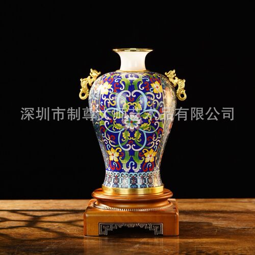 戴嘉林景泰蓝共赢天下制尊大师手工掐丝珐琅别墅豪宅高档摆件花瓶