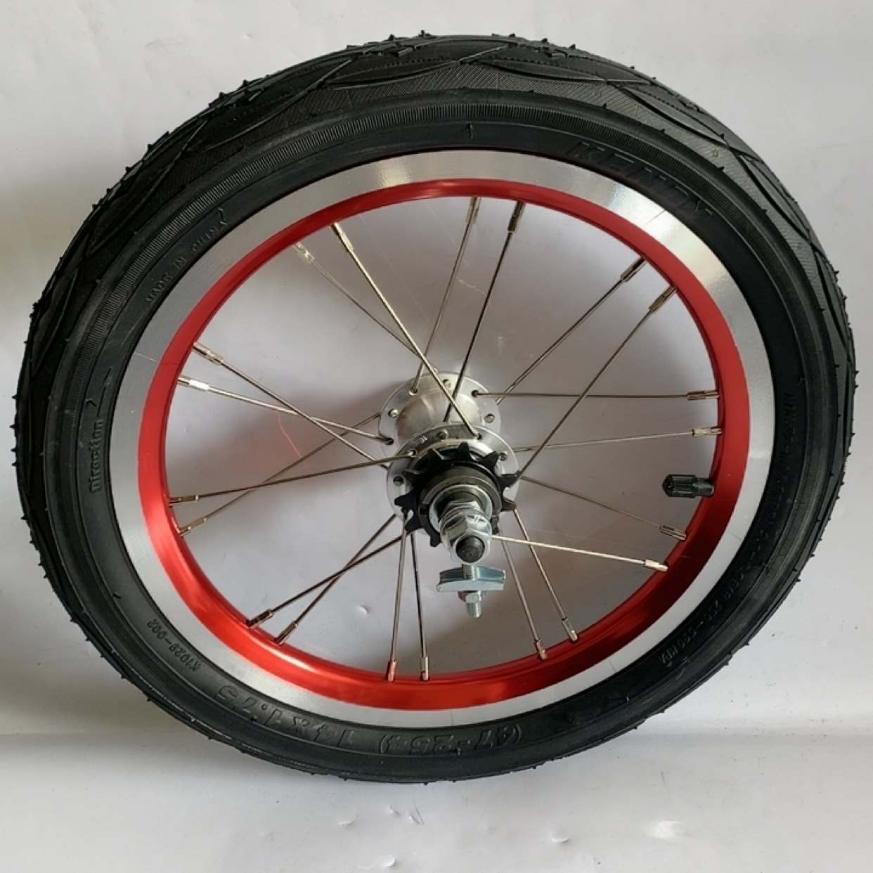 14寸折叠车85mm开档硬轴后轮组双层铝合金车圈台产辐条11T后轮组