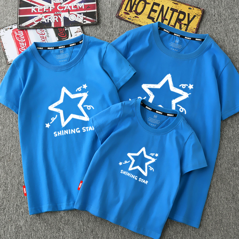 高端短袖t恤洋气母女全家亲子装