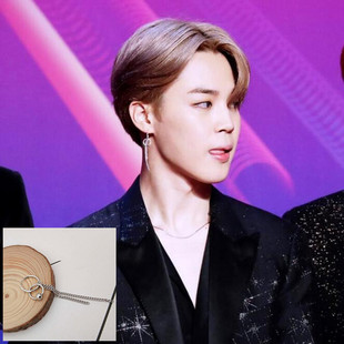 BTS防弹少年团周边 V金泰亨DNA MV同款耳钉双环链条耳环饰男女