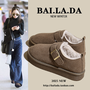 爆款一脚蹬外穿勃肯鞋雪地靴女款2025冬季新款加绒加厚保暖棉鞋子