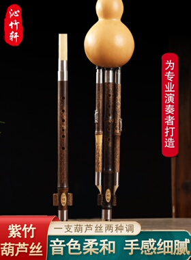 秦竹轩双音葫芦丝紫竹B+C套全g音+ f音组合两段吹管双音两用