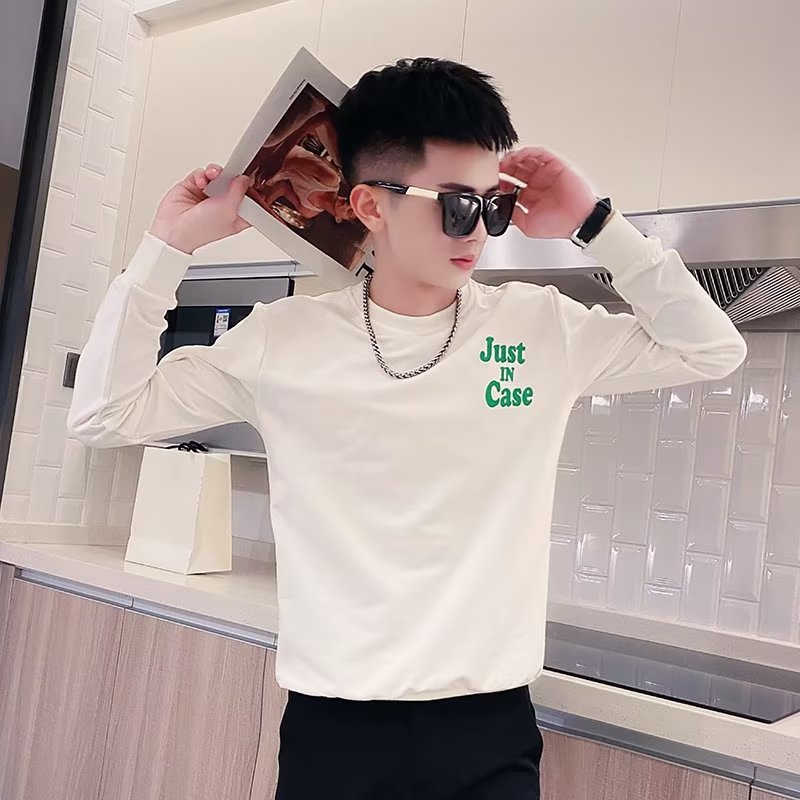 青春流行休闲潮字母圆领加绒套头秋冬印花潮流卫衣2022男新款百搭