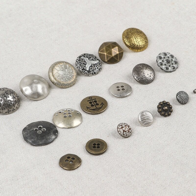 레트로 알로이 단추 디스트레스드 메탈 단추 핸드스티치 데님 재킷 코트 단추 0.7 2.5CM 선택