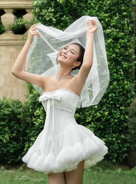 越南代购 Laneci正品 甜美可爱蝴蝶结抹胸蓬蓬连衣裙 短裙