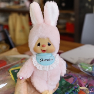 国内现货日本采购Monchhichi蒙奇奇CHIMUTAN伊势丹兔粉兔小号18cm