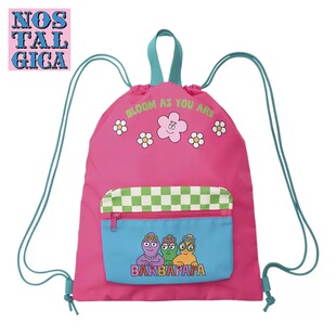 现货 日本plaza限定巴巴爸爸花朵限定抽绳束口袋双肩包学生补习袋