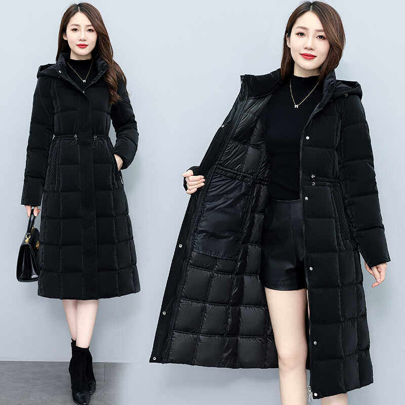 棉服女外穿2023冬季新款妈妈装中长款过膝修身显瘦加厚棉袄外套女