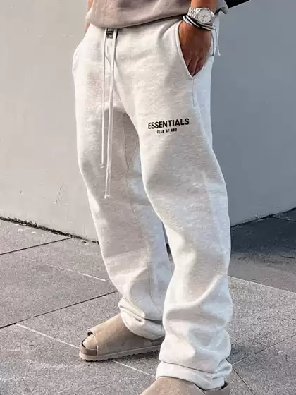 Fear of God Essentials Glen Men's Sweatpants with Velvet Finish Casual Straight-Leg Sports Pants