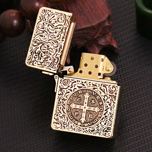 黄铜盔甲煤油打火机康斯坦丁电影版1比1比例五面立体雕刻打火机