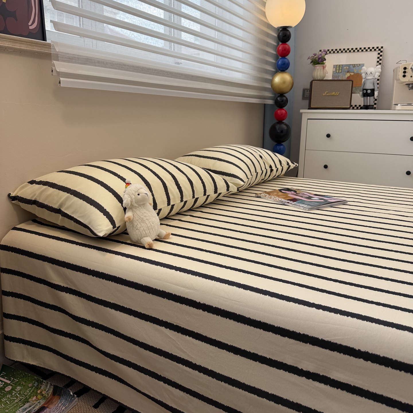 加厚磨毛床单单件纯棉100全棉条纹被单秋冬季学生粉色床笠三件套3